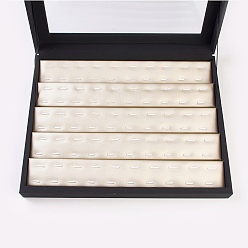 White PU Leather Pendant Displays, with Wood & PVC Plastic & Microfiber, Jewelry Display, White, 31.9x24.85x5.95cm