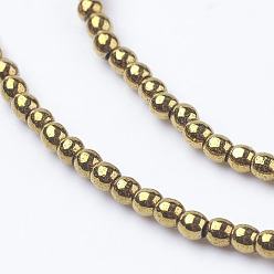 Gold Non-Magnetic Synthetic Hematite Beads Strands, Round, Gold, 2mm, Hole: 1mm, about 223pcs/strand, 15.7 inch
