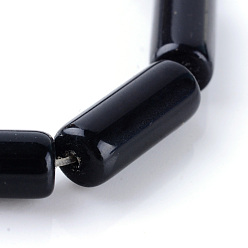 Obsidian Natural Obsidian Bead Strands, Tube, 14~15x6mm, Hole: 1mm, about 27pcs/strand, 15.7 inch