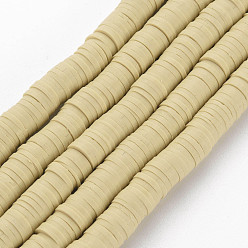 Light Yellow Handmade Polymer Clay Beads Strands, for DIY Jewelry Crafts Supplies, Heishi Beads, Disc/Flat Round, Light Yellow, 6x0.5~1mm, Hole: 1.8mm, about 290~320pcs/strand, 15.75 inch~16.14 inch(40~41cm)
