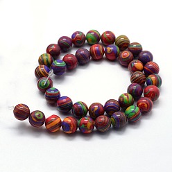 Colorful Synthetic Malachite Beads Strands, Dyed, Round, Colorful, 4mm, Hole: 0.6mm, about 95pcs/strand,  14.76 inch(37.5cm)