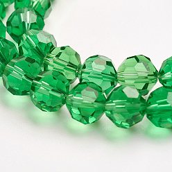 Lime Green Imitation Austrian Crystal Bead Strands, Grade AAA, Faceted Round, Lime Green, 8mm, Hole: 0.9~1mm, about 50pcs/strand, 15.7 inch