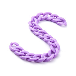 Lilac Handmade Opaque Acrylic Curb Chains, Lilac, Links: 19x13.5x4.5mm, 39.37 inch(1m)/strand