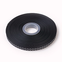 Black Polka Dot Ribbon Grosgrain Ribbon, Black, three points on an oblique line, about 3/8 inch(10mm) wide, 50yards/roll(45.72m/roll)