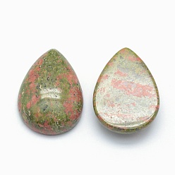 Unakite Cabochons de unakite naturelles, larme, 25x18x7mm