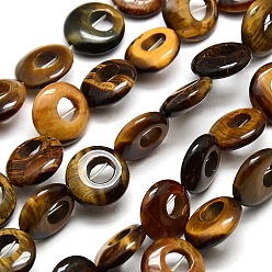 Tiger Eye Flat Round Natural Tiger Eye Beads Strands, 4x13mm, Hole: 1mm, about 30pcs/strand, 14.9 inch