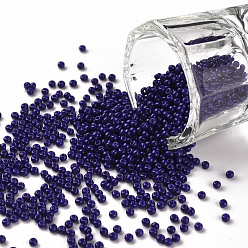 Blue 11/0 Grade A Round Glass Seed Beads, Baking Paint, Blue, 2.3x1.5mm, Hole: 1mm, about 48500pcs/pound