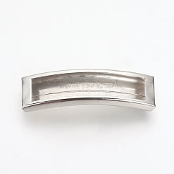 Stainless Steel Color 201 Stainless Steel Slide Charms, Polished, Rectangle, Stainless Steel Color, 41x12x5mm, Hole: 10x3mm