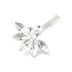 Silver Alloy Hair Findings, Pony Hook, Ponytail Decoration Accessories, with Tary, Flower, Silver, 41.5x28x11mm, Tary: 8.5x4mm