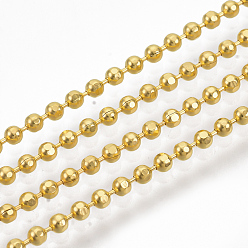 Golden Brass Ball Chains, Faceted, Long-Lasting Plated, Soldered, with Spool, Cadmium Free & Nickel Free & Lead Free, Golden, 2mm, about 301.83 Feet(92m)/roll