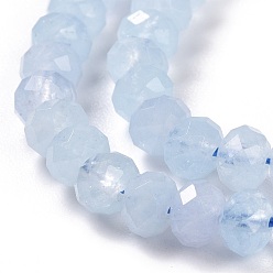 Aquamarine Natural Aquamarine Beads Strands, Rondelle, Faceted, 5~6x3.5~4mm, Hole: 1mm, about 67pcs/strand, 15.75 inch(40m)