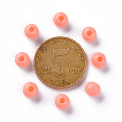 Dark Salmon Opaque Acrylic Beads, Round, Dark Salmon, 6x5mm, Hole: 1.8mm, about 4400pcs/500g