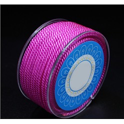 Fuchsia Round Nylon Cords, Milan Cords/Twisted Cords, Fuchsia, 2.5mm, about 10.93 yards(10m)/roll