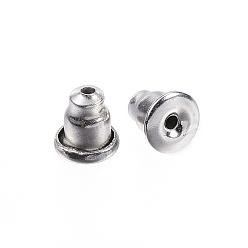 Stainless Steel Color 304 Stainless Steel Ear Nuts, Earring Backs, Stainless Steel Color, 6x5mm, Hole: 1mm