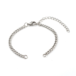 Stainless Steel Color 304 Stainless Steel Twisted Chains Bracelet Making, with Jump Rings & Lobster Claw Clasps, Stainless Steel Color, 16.3x0.4x0.2cm