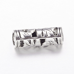 Antique Silver Tibetan Style Hollow Tube Beads, Cadmium Free & Lead Free, Antique Silver, 23x8mm, Hole: 5mm