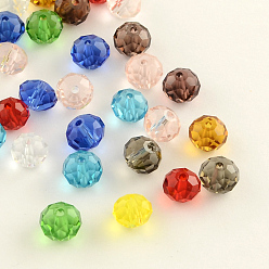 Mixed Color Faceted Rondelle Transparent Glass Beads, Mixed Color, 10x7mm, Hole: 1mm