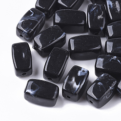 Noir Perles acryliques, style de pierres fines imitation, cuboïde, noir, 13x7.5x7.5mm, trou: 1.6 mm, environ 700 pcs / 500 g.
