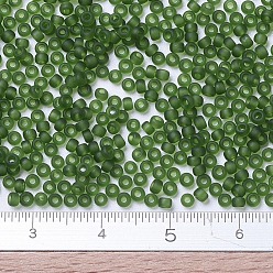 (RR158F) Matte Transparent Olive MIYUKI Round Rocailles Beads, Japanese Seed Beads, (RR158F) Matte Transparent Olive, 11/0, 2x1.3mm, Hole: 0.8mm, about 1100pcs/bottle, 10g/bottle