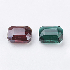 Mixed Color Electroplated Glass Beads, Faceted, Rectangle, Mixed Color, 18x13x6mm, Hole: 1mm