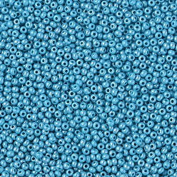 Небесно-голубой 11/0 чешский непрозрачный стеклянный бисер, lustered, круглые, голубой, 2.2x1.5 мм, отверстие : 0.7 мм, о 500 г / мешок