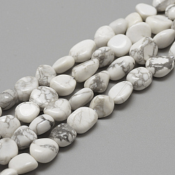 Howlite Chapelets de perles howlite naturelles , ovale, 8~15x7~12x4~12mm, trou: 1mm, environ 30~45 pcs/chapelet, 15.7