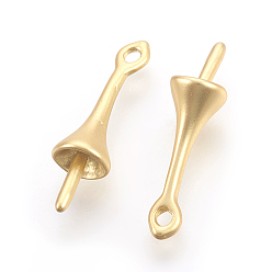 Real 18K Gold Plated Brass Peg Bails Pendants, For Half Drilled Beads, Long-Lasting Plated, Lead Free & Cadmium Free & Nickel Free, Matte Style, Real 18K Gold Plated, 16x4.5mm, Hole: 1.2mm, Pin: 0.8mm