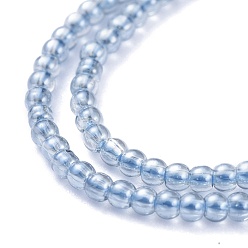 Light Steel Blue Electroplate Glass Beads Strands, Pearl Luster Plated, Round, Light Steel Blue, 2.5mm, Hole: 0.7mm, about 177pcs/Strand, 14.09 inch(35.8cm)