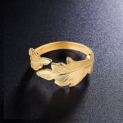 Золотой Shegrace потрясающие 925 кольцо из стерлингового серебра кольца манжеты, открытые кольца, с листьями, золотые, 18 мм