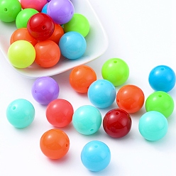 Mixed Color Fluorescence Chunky Acrylic Beads, Round, Mixed Color, 20mm, Hole: 2~3mm, about 105pcs/500g