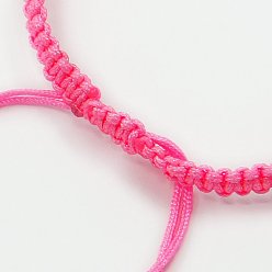 Ярко-Розовый Плетеные шнур нейлона для поделок браслет решений, ярко-розовый, 145~155x5x2 мм, отверстие : 2~4 мм
