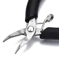 Black Stainless Steel Mini Diagonal Nipper Pliers, Flush Cutter, Ferronickel, with PVC Handle, Black, 10x5.3x1cm
