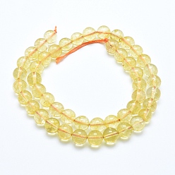 Citrine Natural Citrine Beads Strands, Grade A, Round, Dyed & Heated, 8mm, Hole: 1mm, about 50pcs/strand, 15.7 inch(40cm)