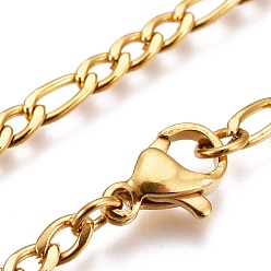 Golden 304 Stainless Steel Figaro Chain Necklaces, with Lobster Claw Clasps, Golden, 19.6 inch(50cm), 3mm