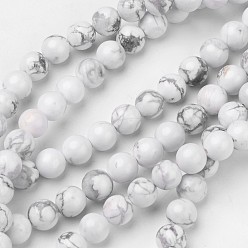 Howlite Natural Howlite Beads Strands, Round, 8mm, Hole: 1mm, about 47pcs/strand, 15.4 inch
