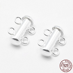 Silver Sterling Silver Slide Lock Clasps, Peyote Clasps,, Silver, 14~15x11x6mm, Hole: 2mm
