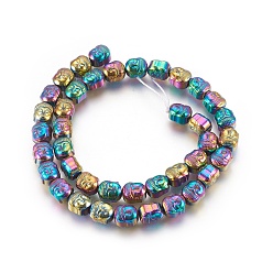 Mixed Color Electroplated Non-magnetic Synthetic Hematite Beads Strands, Buddha, Mixed Color, 10x8.5x8mm, Hole: 1.2mm, about 40pcs/strand, 15.94 inch(40.5cm)