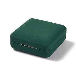 Темно-Зеленый Подарочные коробки браслетов из искусственной кожи, с железной короной, квадратный, темно-зеленый, 9.3x9.1x4.05 см, внутренний диаметр: 80x80 мм