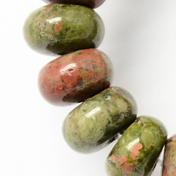Olive Natural Unakite Stone Beads Strands, Rondelle, Olive, 8x5mm, Hole: 1mm, about 60~65pcs/strand, 15.7 inch