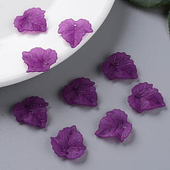 Purple Autumn Theme Transparent Frosted Acrylic Pendants, Maple Leaf, Purple, 24x22.5x3mm, Hole: 1mm, about 962pcs/500g