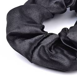 Black Solid Color Girls Hair Accessories, Cloth Elastic Hair Ties, Ponytail Holder, Cloth Grid Scrunchie/Scrunchy, Black, Inner Diameter: 33~35mm