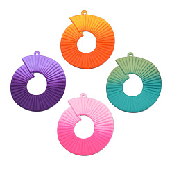 Mixed Color Spray Painted Iron Pendants, Round Ring, Mixed Color, 47x40x2.5mm, Hole: 1.6mm