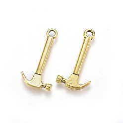 Antique Golden Tibetan Style Alloy Pendants, Hammer, cadmium free and Nickel Free and Lead Free, Antique Golden, 25mm long, 13mm wide, 2mm thick, hole: 2mm