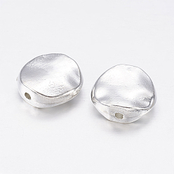 Silver Tibetan Style Alloy Beads, Cadmium Free & Nickel Free & Lead Free, Wavy Flat Round, Silver Color Plated, 12x12x4mm, Hole: 1mm