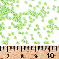 Green Yellow 11/0 Grade A Opaque Glass Seed Beads, Baking PaintA, Round, Green Yellow, 2.3x1.5mm, Hole: 1mm, about 48500pcs/pound