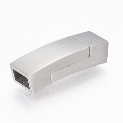 Stainless Steel Color 304 Stainless Steel Magnetic Clasps with Glue-in Ends, Rectangle, Stainless Steel Color, 23.5x7.5x5.5mm, Hole: 3x6mm
