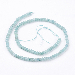 Light Cyan Natural Jade Bead Strands, Dyed, Faceted, Abacus Beads, Rondelle, Light Cyan, 4~5x3mm, Hole: 0.5mm, about 116-120pcs/strand, 13.58 inch~13.78 inch(34.5~35cm)