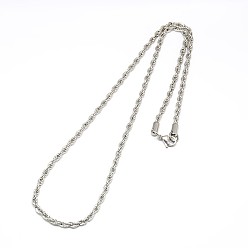 Mixed Color Fashionable 304 Stainless Steel Rope Chain Necklace Making, with Lobster Claw Clasps, Mixed Color, 21.5 inch~24 inch(54.6~60.9cm)x3mm