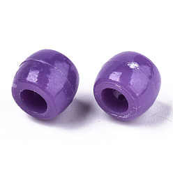 Purple Plastic Beads, Barrel, Purple, 8x6mm, Hole: 3.5mm, about 2630pcs/500g