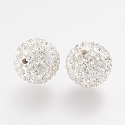 001_Crystal Czech Rhinestone Beads, PP13(1.9~2mm), Pave Disco Ball Beads, Polymer Clay, Round, 001_Crystal, PP13(1.9~2mm), 14mm, Hole: 2mm, 145~150pcs rhinestones/ball.